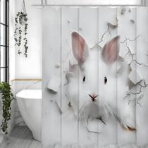Cortina De Chuveiro Com Coelho De Olhos Pretos E Rosto Branco, À Prova D'água, Decorativa Para