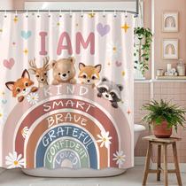 Cortina de chuveiro Coveimes Kids Boho Rainbow Animal 90x180cm