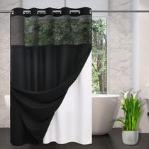 Cortina de chuveiro CYPL No Hooks Waffle Weave com forro 180x200cm