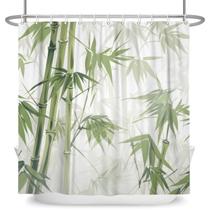 Cortina de chuveiro DASHAN verde bambu japonesa asiática 183x183cm