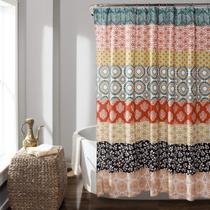 Cortina de chuveiro, decoração exuberante, listra boêmia, 180x200cm, turquesa Cortina de chuveiro, decoração exuberante, listra boêmia, 180x200cm, turquesa