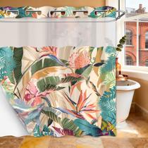 Cortina de chuveiro DLTAY Tropical Hookless com forro de encaixe 180x180cm Cortina de chuveiro DLTAY Tropical Hookless com forro de encaixe 180x180cm