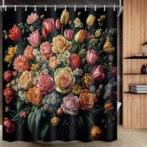 Cortina de chuveiro Drgilau Vintage Floral Colorida 175x200cm Cortina de chuveiro Drgilau Vintage Floral Colorida 175x200cm