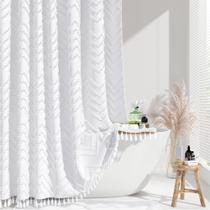 Cortina de chuveiro Dynamene Boho Farmhouse Branca 180x180cm Cortina de chuveiro Dynamene Boho Farmhouse Branca 180x180cm