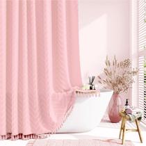 Cortina de chuveiro Dynamene Boho Farmhouse rosa 180x180cm com gancho Cortina de chuveiro Dynamene Boho Farmhouse rosa 180x180cm com gancho