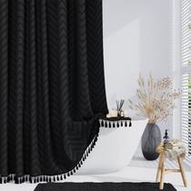 Cortina de chuveiro Dynamene Boho Tufted Chevron 200x203cm preta