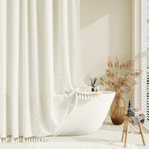 Cortina de chuveiro Dynamene Extra Long 210x213cm em tecido creme Cortina de chuveiro Dynamene Extra Long 210x213cm em tecido creme