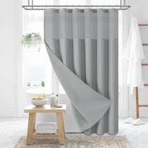 Cortina de chuveiro Dynamene Fabric Grey Waffle com forro 72x72in Cortina de chuveiro Dynamene Fabric Grey Waffle com forro 72x72in