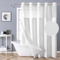 Cortina de chuveiro Eachope White sem gancho com conjunto de forro de encaixe