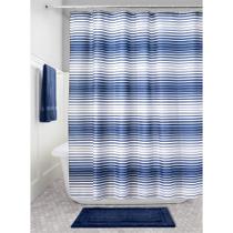Cortina de chuveiro em tecido InterDesign Enzo Stripe 183x183 cm Navy