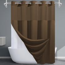 Cortina de chuveiro EUTXL Brown No Hook Waffle Weave 180,5 x 188 cm Cortina de chuveiro EUTXL Brown No Hook Waffle Weave 180,5 x 188 cm
