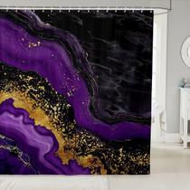 Cortina de chuveiro Feelyou Black Gold Marble impermeável 180x180cm Cortina de chuveiro Feelyou Black Gold Marble impermeável 180x180cm