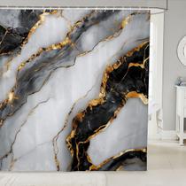 Cortina de chuveiro Feelyou Black Grey Marble Impermeável 180x180cm Cortina de chuveiro Feelyou Black Grey Marble Impermeável 180x180cm