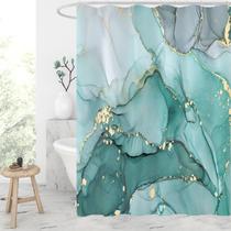 Cortina de chuveiro Gibelle Abstract Teal Marble 180x180cm poliéster