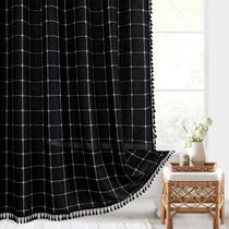 Cortina de chuveiro Gibelle Black Boho Farmhouse 180x180cm Poliéster