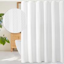 Cortina de chuveiro Gibelle Long 180x200cm em tecido branco em relevo 3D