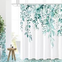 Cortina de chuveiro Gibelle Long Teal Floral 180x200cm com ganchos