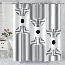 Cortina de chuveiro GKLEASG em tecido branco/preto 180x180cm impermeável Cortina de chuveiro GKLEASG em tecido branco/preto 180x180cm impermeável
