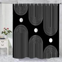 Cortina de chuveiro GKLEASG em tecido preto e branco 180x180cm Cortina de chuveiro GKLEASG em tecido preto e branco 180x180cm