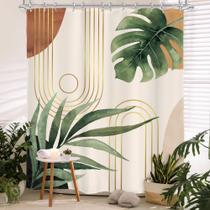 Cortina de chuveiro Glawry Boho Sage Green 153x180cm com ganchos