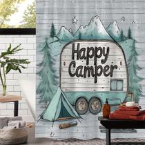 Cortina de chuveiro Happy Camper Vintage Camping 180x200cm Cortina de chuveiro Happy Camper Vintage Camping 180x200cm
