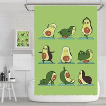 Cortina de chuveiro impermeável de poliéster Cute Avocado Yoga 180x200cm Cortina de chuveiro impermeável de poliéster Cute Avocado Yoga 180x200cm