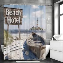 Cortina de chuveiro impermeável para hotel de praia com farol 180x200cm Cortina de chuveiro impermeável para hotel de praia com farol 180x200cm