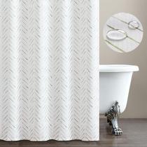 Cortina de chuveiro jinchan Extra Long Verde/Branco de 178x213cm Tecido