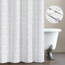 Cortina de chuveiro jinchan preta e branca Herringbone 180x180cm