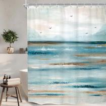 Cortina de chuveiro KOMLLEX Abstract Beach Teal Waterproof 140x200cm
