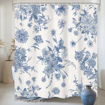 Cortina de chuveiro LIGHTINHOME Azul Floral 180x180cm Poliéster