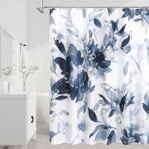 Cortina de chuveiro Litabel Navy Aquarela Floral 180x180cm