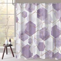 Cortina de chuveiro Litabel Purple Modern Geometric Art 180x180cm