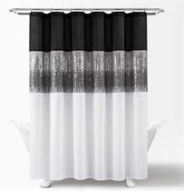 Cortina de chuveiro Lush Decor Night Sky 180x180cm Preto e branco