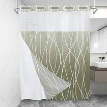 Cortina de chuveiro LXBNI No Hook Ombre Sage Green Listrada 180x200cm Cortina de chuveiro LXBNI No Hook Ombre Sage Green Listrada 180x200cm