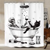 Cortina de chuveiro Mitpok Funny Skull Gothic Halloween 150x180cm