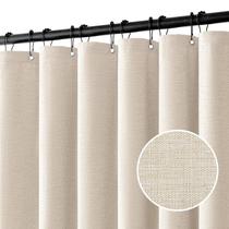 Cortina de chuveiro MIULEE Linen impermeável bege com ganchos 180x180cm
