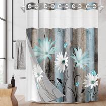 Cortina de chuveiro Nesphy No Hook Rustic Farmhouse Teal 180x200cm Cortina de chuveiro Nesphy No Hook Rustic Farmhouse Teal 180x200cm