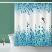 Cortina de chuveiro Niidder Blue Leaf Kingfisher 180x180cm com ganchos Cortina de chuveiro Niidder Blue Leaf Kingfisher 180x180cm com ganchos