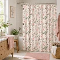 Cortina de chuveiro NYMB rosa floral impermeável 180x180cm poliéster Cortina de chuveiro NYMB rosa floral impermeável 180x180cm poliéster