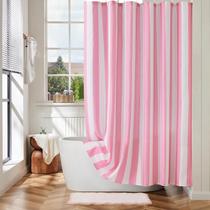 Cortina de chuveiro Ohocut rosa listrada vertical poliéster 180x180cm