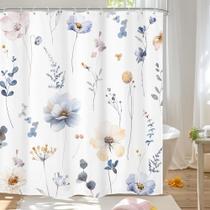 Cortina de chuveiro Omifly Aquarela Floral Azul Bege 180x180cm Cortina de chuveiro Omifly Aquarela Floral Azul Bege 180x180cm