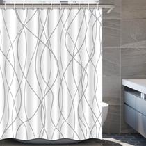 Cortina de chuveiro Punkray cinza/branca poliéster 180x200cm com ganchos Cortina de chuveiro Punkray cinza/branca poliéster 180x200cm com ganchos