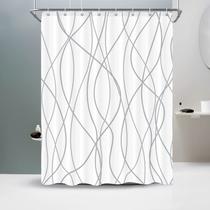 Cortina de chuveiro Punkray Cinza/Branco Listrado Poliéster 180x180cm Cortina de chuveiro Punkray Cinza/Branco Listrado Poliéster 180x180cm