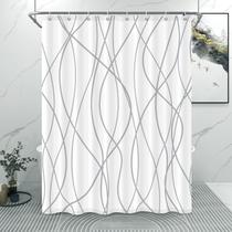 Cortina de chuveiro Punkray Cinza/Branco Listrado Poliéster 54x72cm Cortina de chuveiro Punkray Cinza/Branco Listrado Poliéster 54x72cm