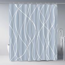 Cortina de chuveiro Punkray Light Blue com ganchos 180x180cm repelente de água Cortina de chuveiro Punkray Light Blue com ganchos 180x180cm repelente de água