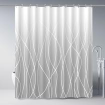 Cortina de chuveiro Punkray Ombre cinza claro de poliéster listrado Cortina de chuveiro Punkray Ombre cinza claro de poliéster listrado