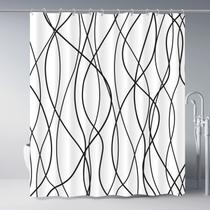 Cortina de chuveiro Punkray Preto/Branco Listrado Poliéster 180x180cm Cortina de chuveiro Punkray Preto/Branco Listrado Poliéster 180x180cm