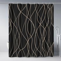 Cortina de chuveiro Punkray Preto/Marrom Listrado Poliéster 180x180cm Cortina de chuveiro Punkray Preto/Marrom Listrado Poliéster 180x180cm