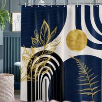 Cortina de chuveiro QGHOT Boho Mid Century Modern Navy Blue Cortina de chuveiro QGHOT Boho Mid Century Modern Navy Blue